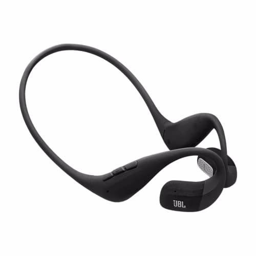 Écouteurs Open-Ear sport JBL Endurance Pace avec bluetooth, 10 Heures de batterie, serre-tête léger en titane à mémoire de forme, étanche à l’eau à la poussière IP68, technologie JBL OpenSound, blanc.